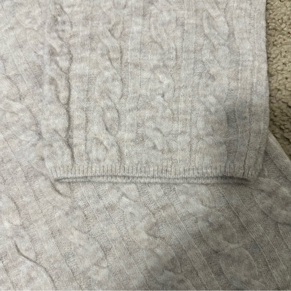 LOFT Heathered Wide Sleeve Cable Sweater in Silver Sand Heather Size XL NWT - Picture 4 of 7